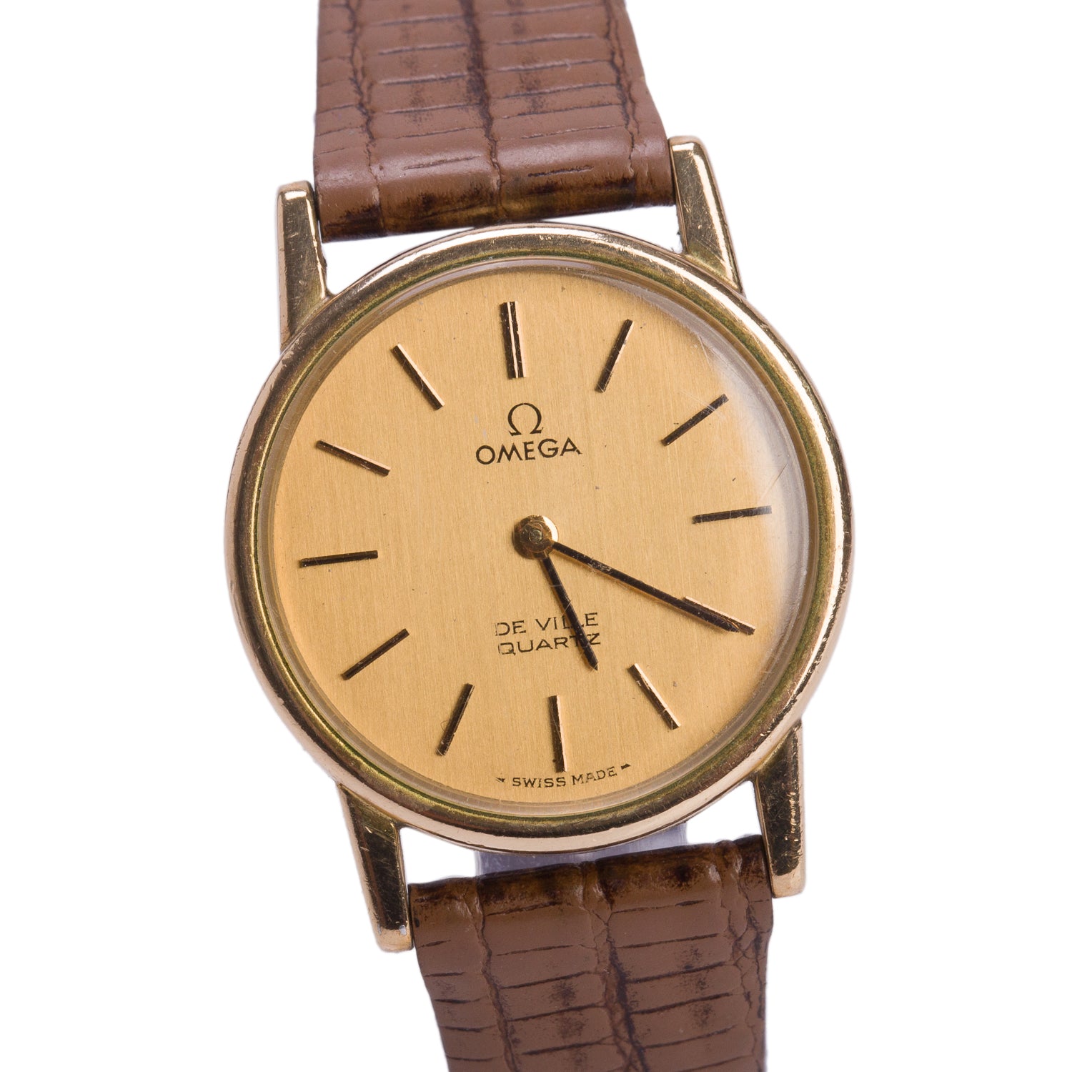Omega Vintage Gold-Plated Stainless Steel De Ville 25 MM Quartz Watch Gold Dial