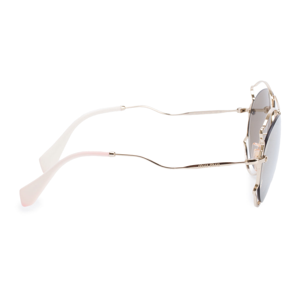Miu Miu SMU 50S Gold-Tone Round Cat Eye Sunglasses w/ Case