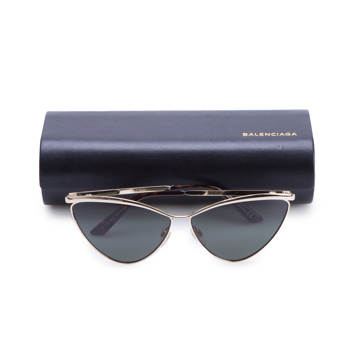 Balenciaga BA 126 Gold-Tone Cat Eye Sunglasses w/ Case