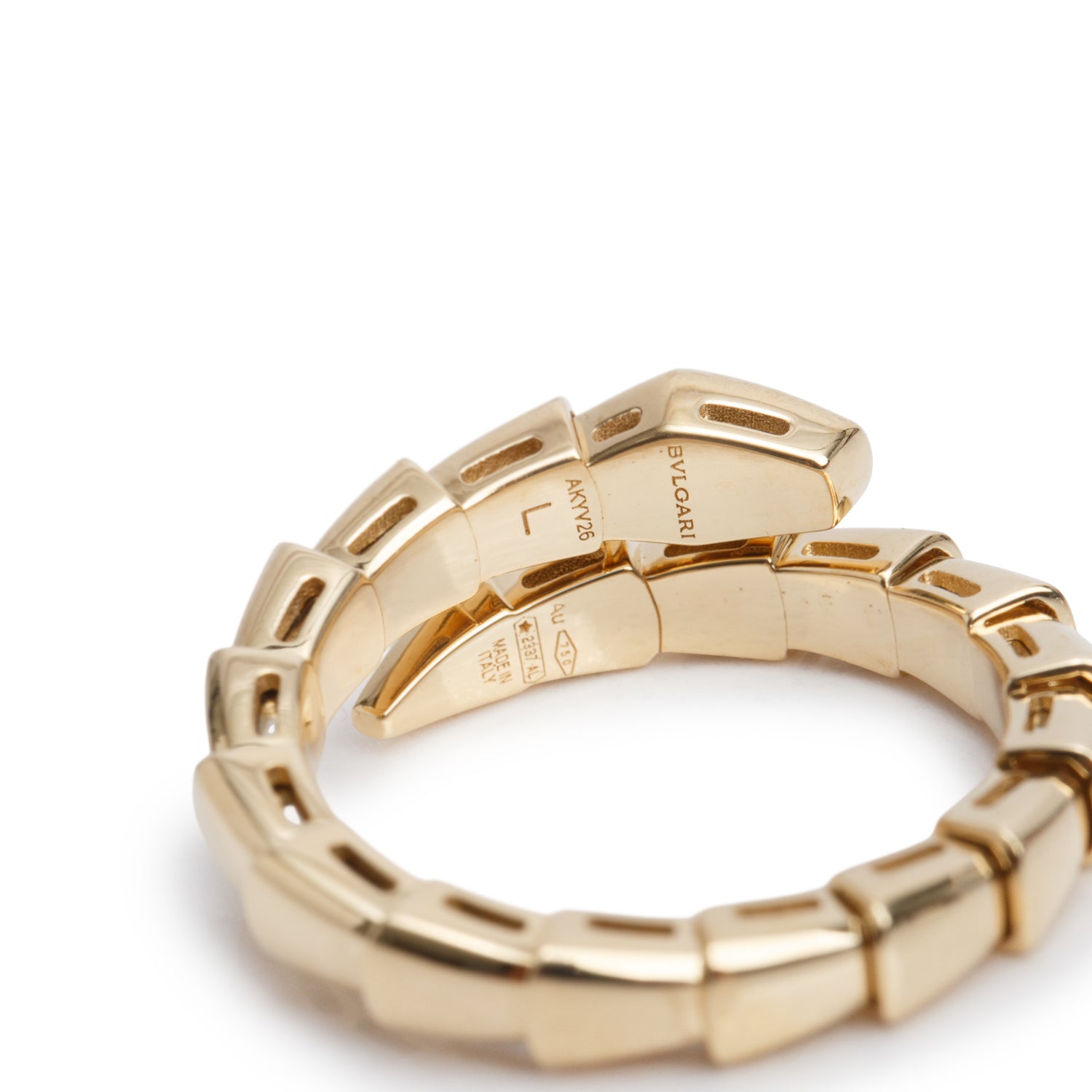 BVLGARI 2026 18k Yellow Gold  Serpenti Viper Ring, Size L w/ Box, Receipt & Certificate