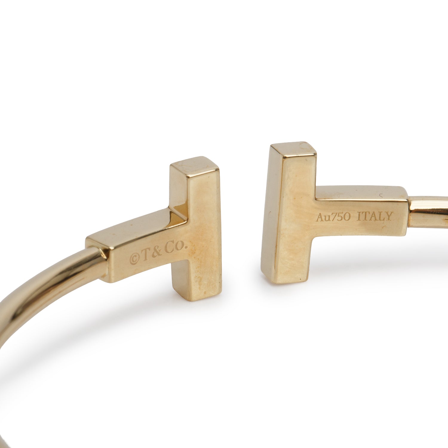 Tiffany & Co. 18k Yellow Gold Onyx T Wire Bracelet w/ Box
