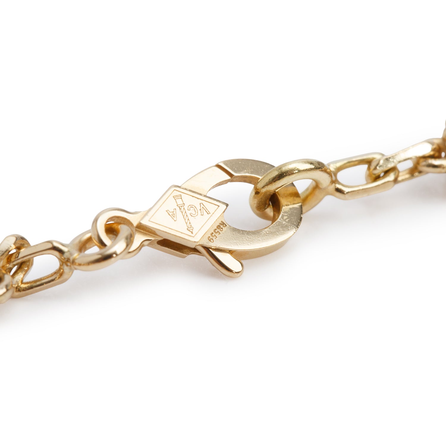 Van Cleef & Arpels 2025 18k Yellow Gold Vintage Alhambra 5 Motif Mother of Pearl Bracelet w/ Box