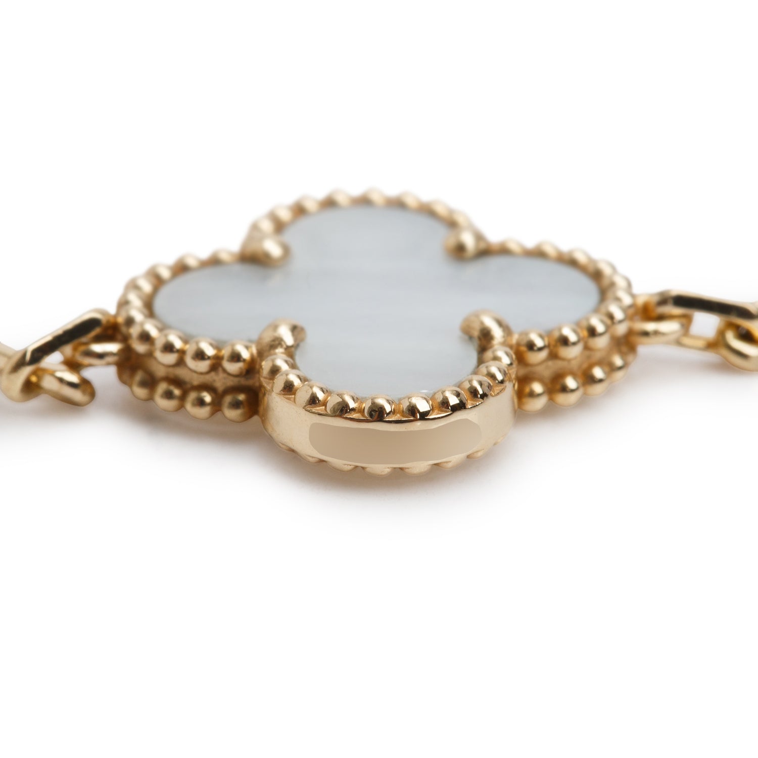 Van Cleef & Arpels 2025 18k Yellow Gold Vintage Alhambra 5 Motif Mother of Pearl Bracelet w/ Box