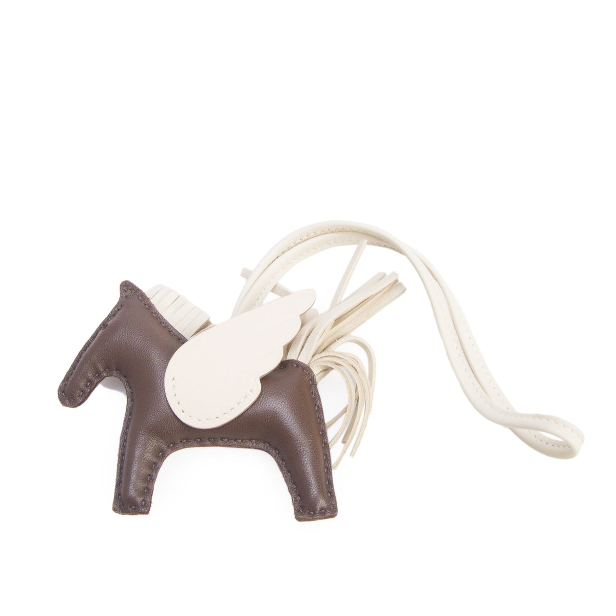 Hermes 2024 Chocolat/Craie Swift Rodeo Pegase Horse Bag Charm PM w/ Box