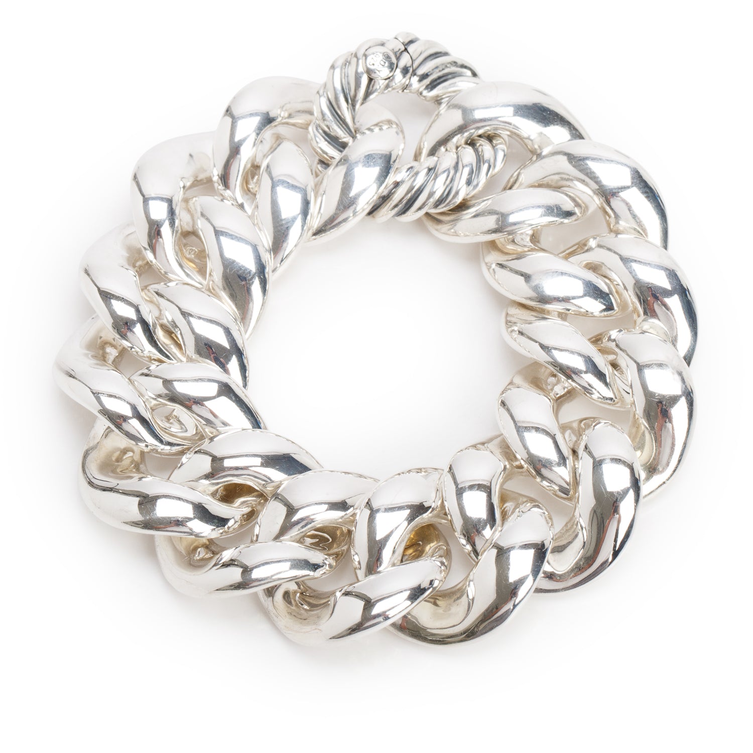 David Yurman Sterling Silver Large Cordelia 25 MM Curb Chain Link Bracelet