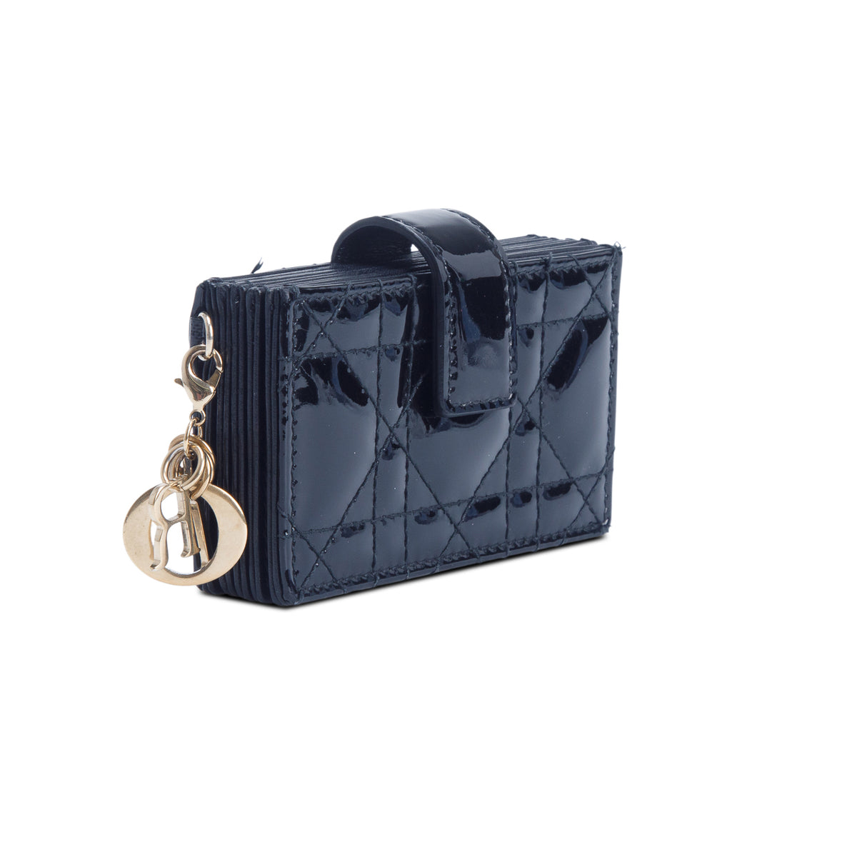 Christian Dior 2020 Black Patent Leather Cannage Monochrome Lady Dior Jasmine 5-Gusset Card Holder