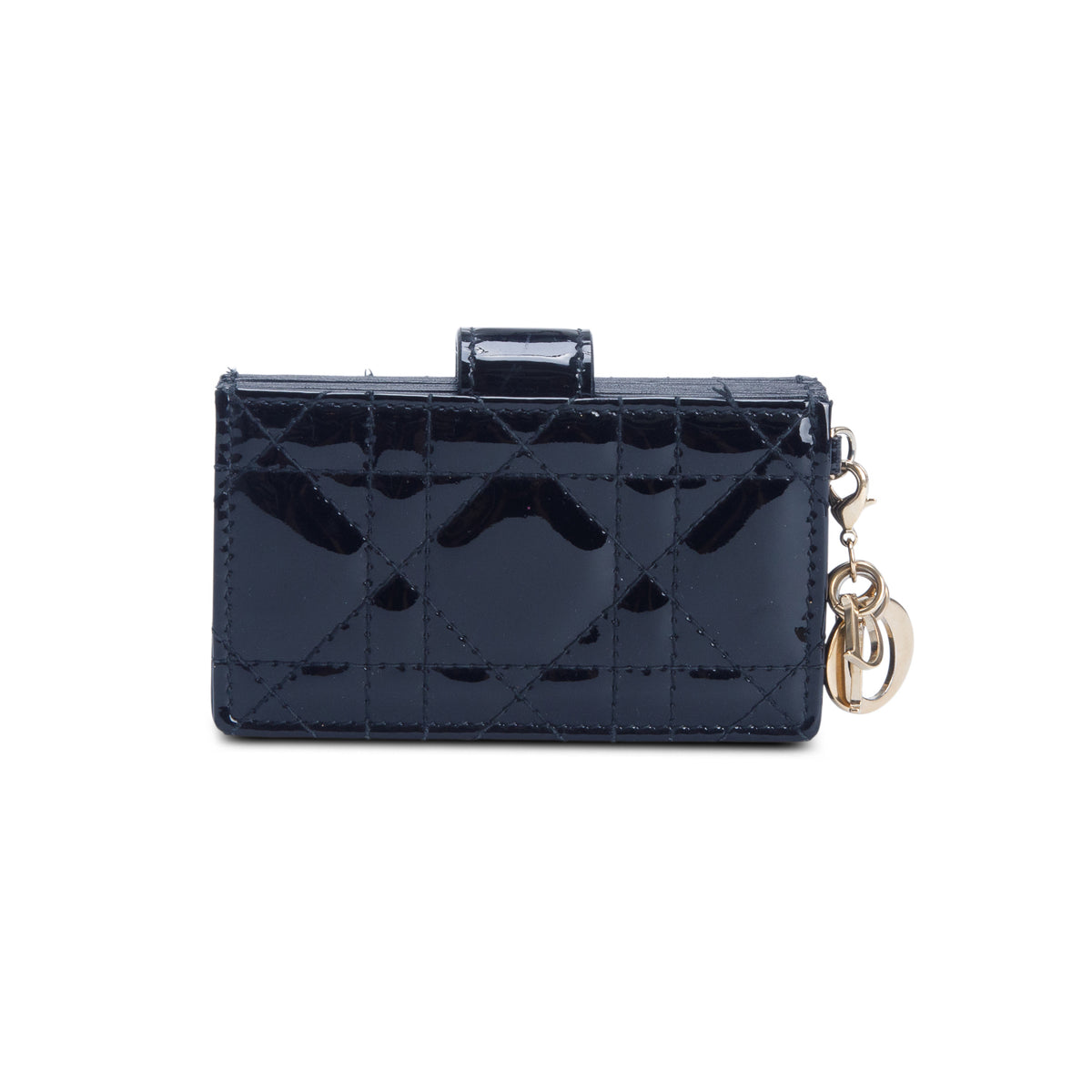 Christian Dior 2020 Black Patent Leather Cannage Monochrome Lady Dior Jasmine 5-Gusset Card Holder