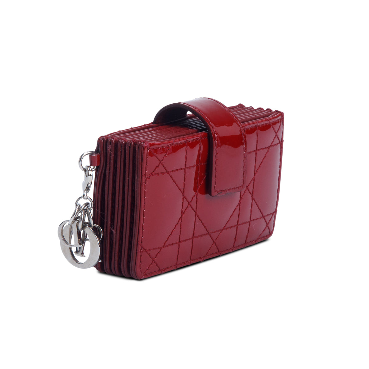 Christian Dior Red Patent Leather Cannage Monochrome Lady Dior Jasmine 5-Gusset Card Holder