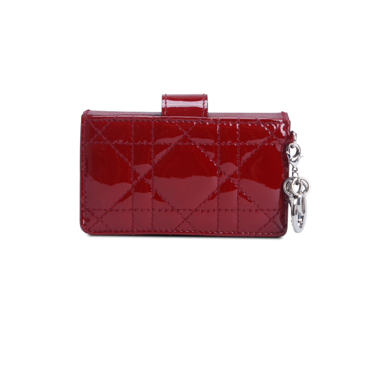 Christian Dior Red Patent Leather Cannage Monochrome Lady Dior Jasmine 5-Gusset Card Holder