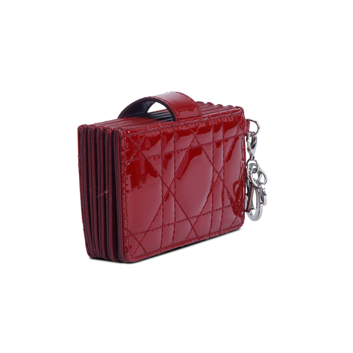 Christian Dior Red Patent Leather Cannage Monochrome Lady Dior Jasmine 5-Gusset Card Holder