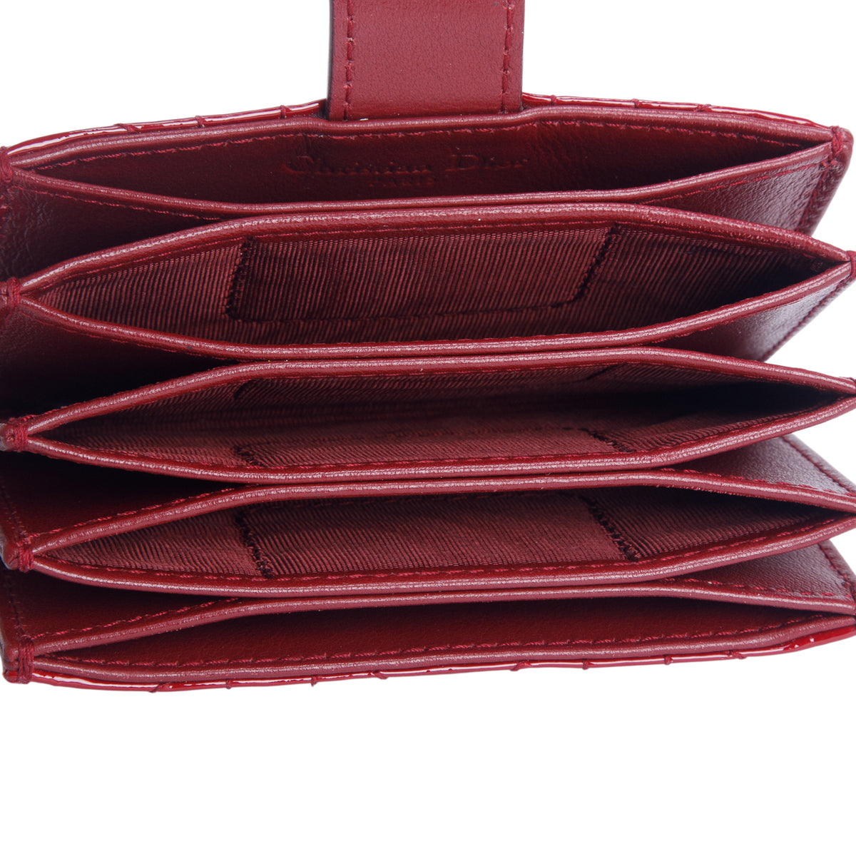 Christian Dior Red Patent Leather Cannage Monochrome Lady Dior Jasmine 5-Gusset Card Holder