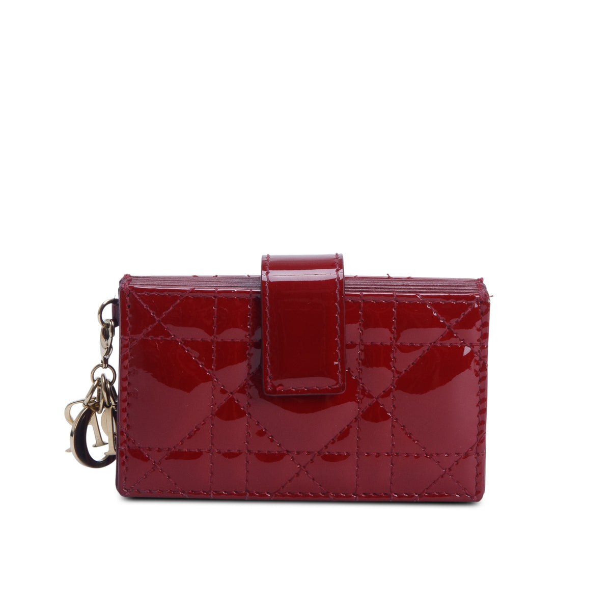 Christian Dior 2021 Red Patent Leather Cannage Monochrome Lady Dior Jasmine 5-Gusset Card Holder