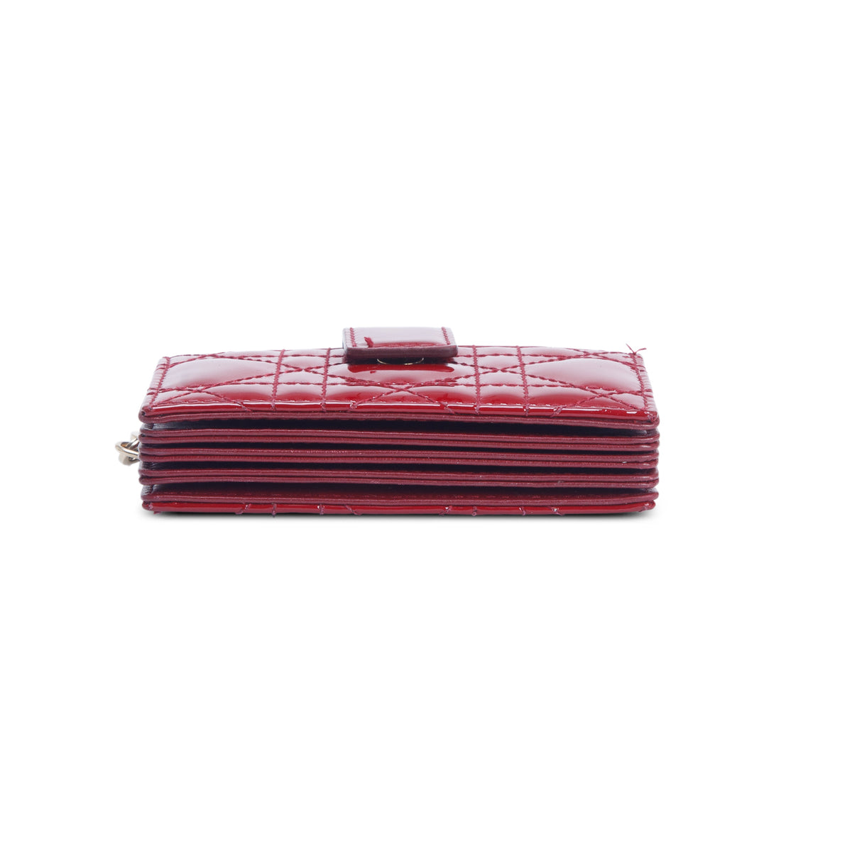 Christian Dior 2021 Red Patent Leather Cannage Monochrome Lady Dior Jasmine 5-Gusset Card Holder