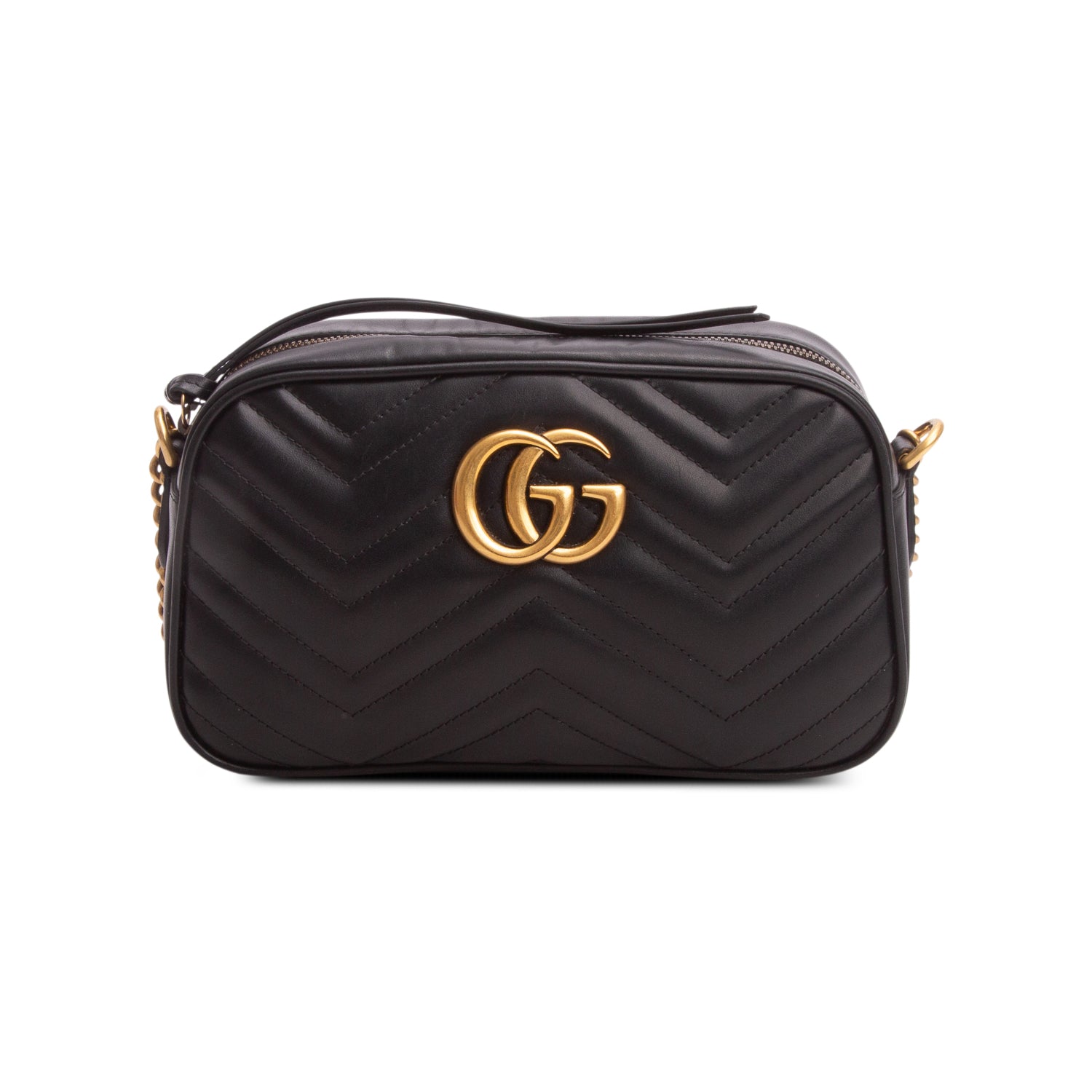 Gucci Black GG Marmont Matelasse Small Camera Bag w/ Box