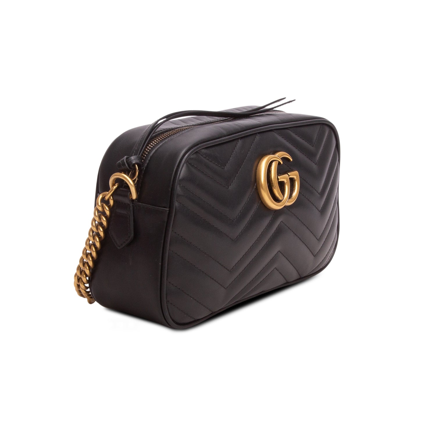 Gucci Black GG Marmont Matelasse Small Camera Bag w/ Box