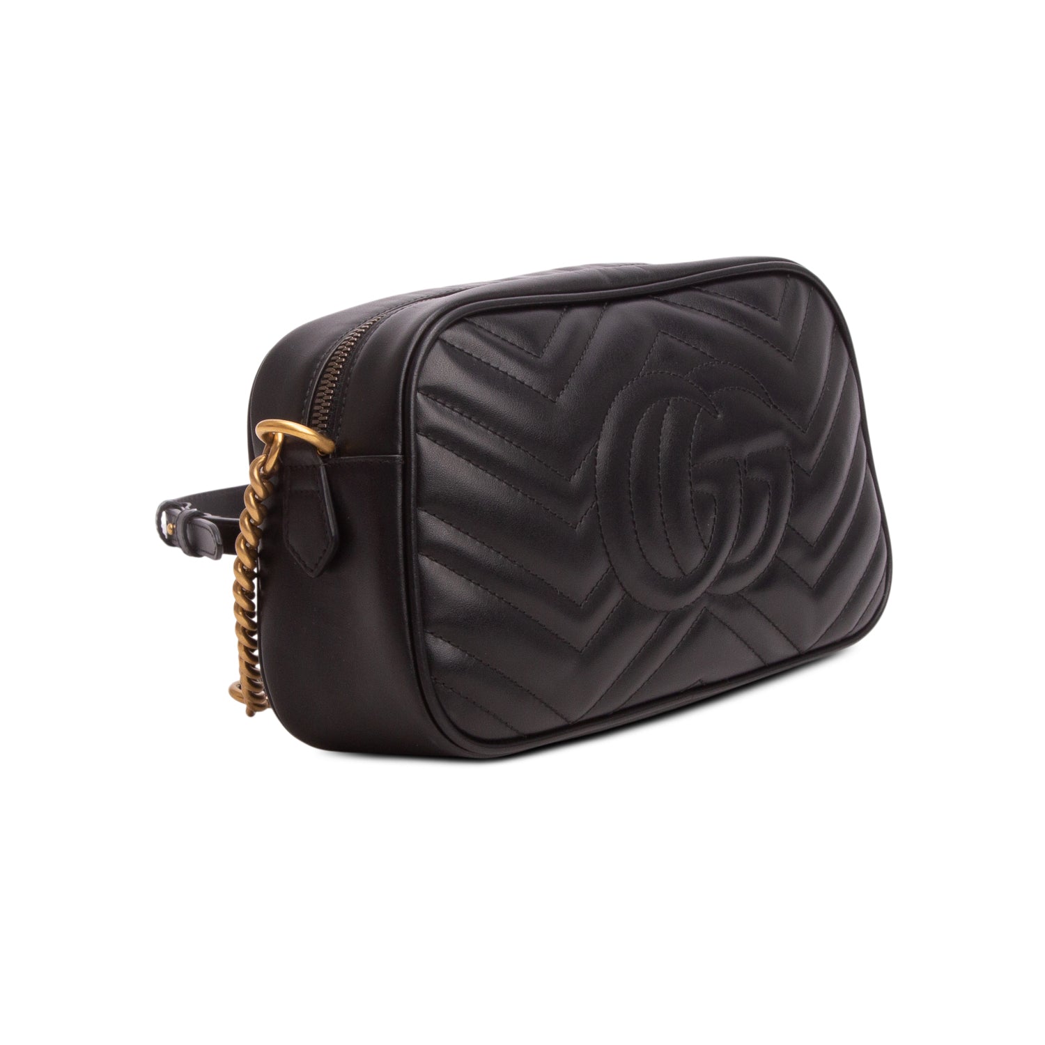Gucci Black GG Marmont Matelasse Small Camera Bag w/ Box
