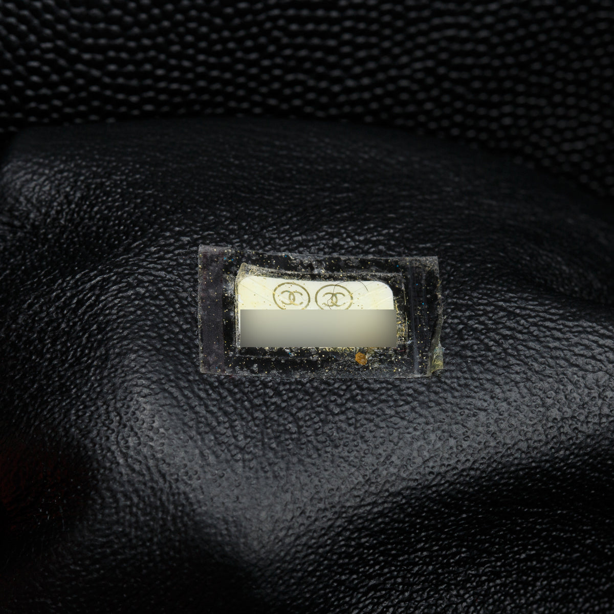 Chanel Black Caviar Lizard Quilted Medium Coco Handle Flap w/ Authenticity Card