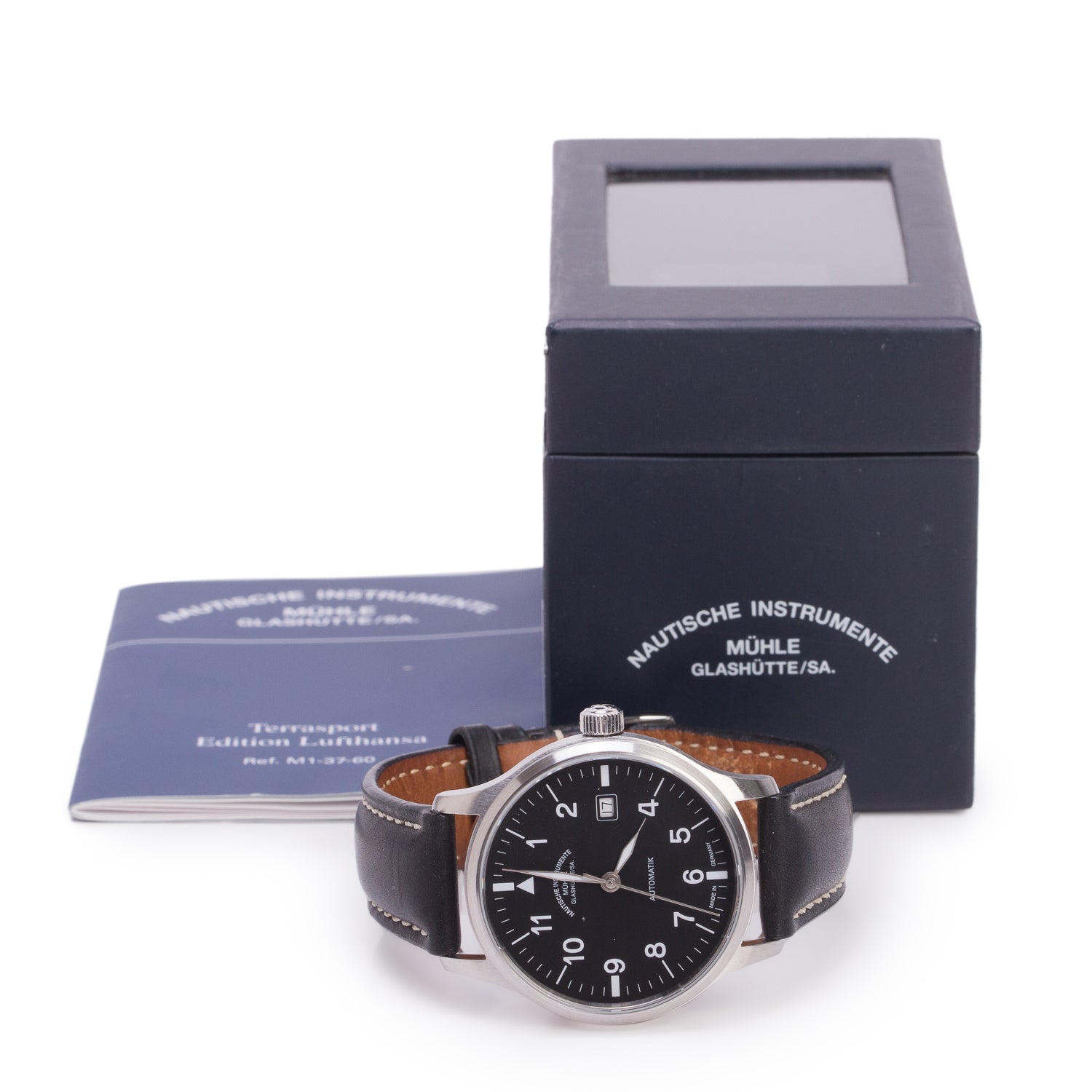 Muhle Glashutte Stainless Steel Terrasport II 40 MM Automatic Watch Black Dial w/ Box