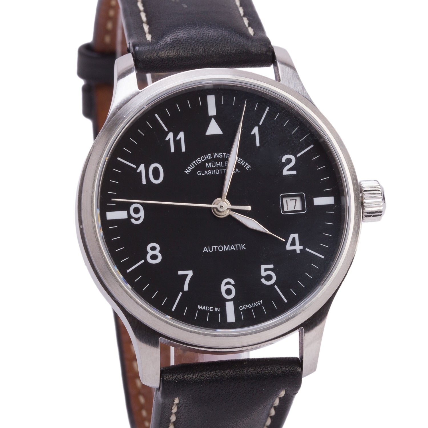 Muhle Glashutte Stainless Steel Terrasport II 40 MM Automatic Watch Black Dial w/ Box