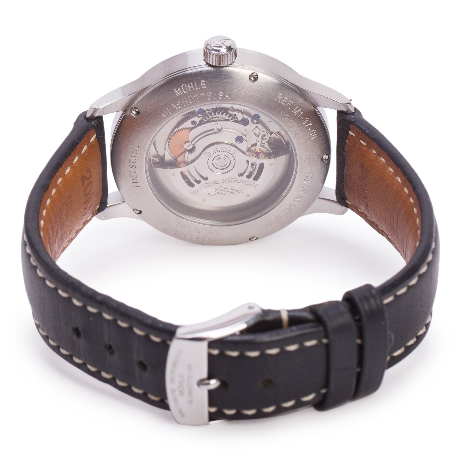 Muhle Glashutte Stainless Steel Terrasport II 40 MM Automatic Watch Black Dial w/ Box
