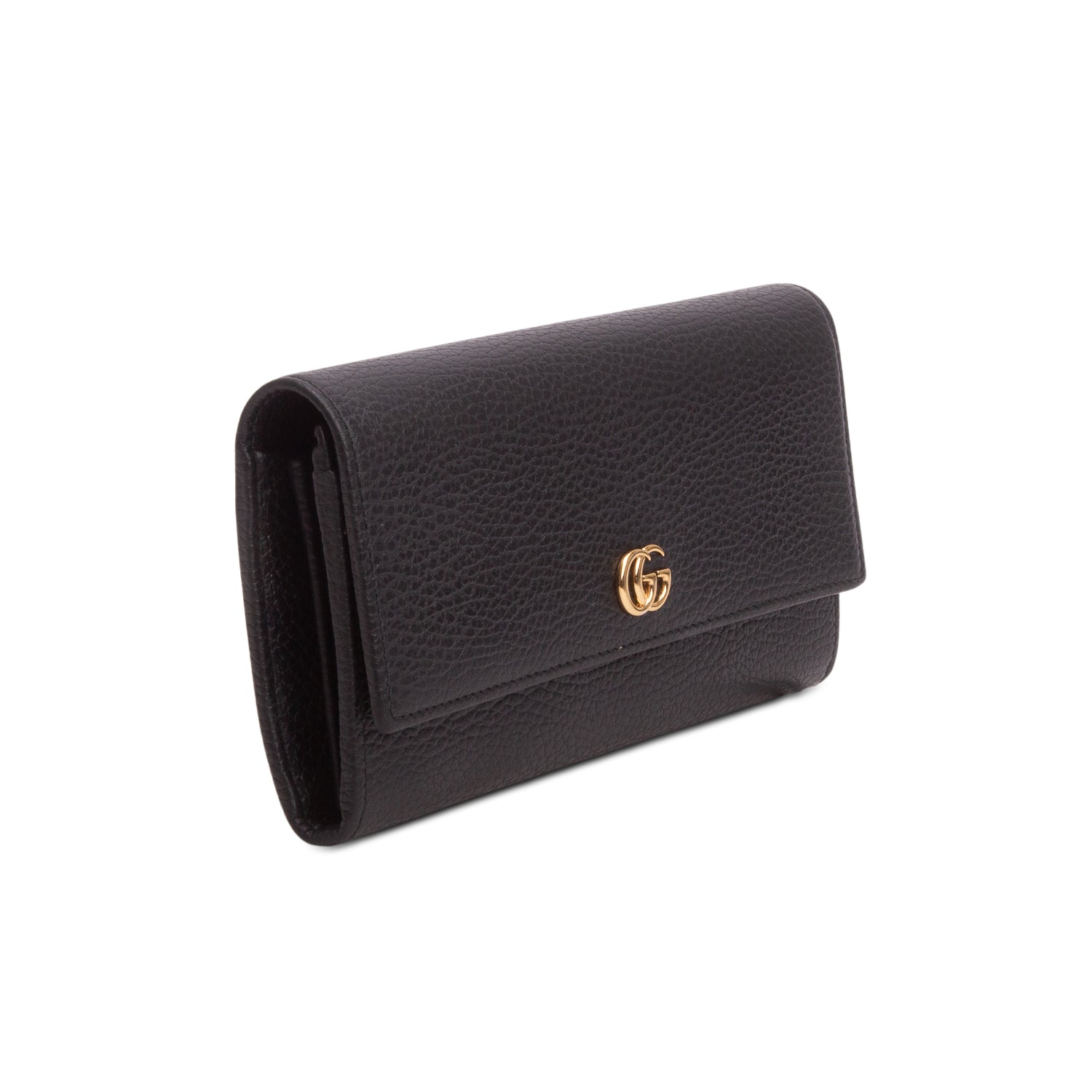 Gucci Black Calfskin Leather GG Marmont Continental Wallet w/ Box