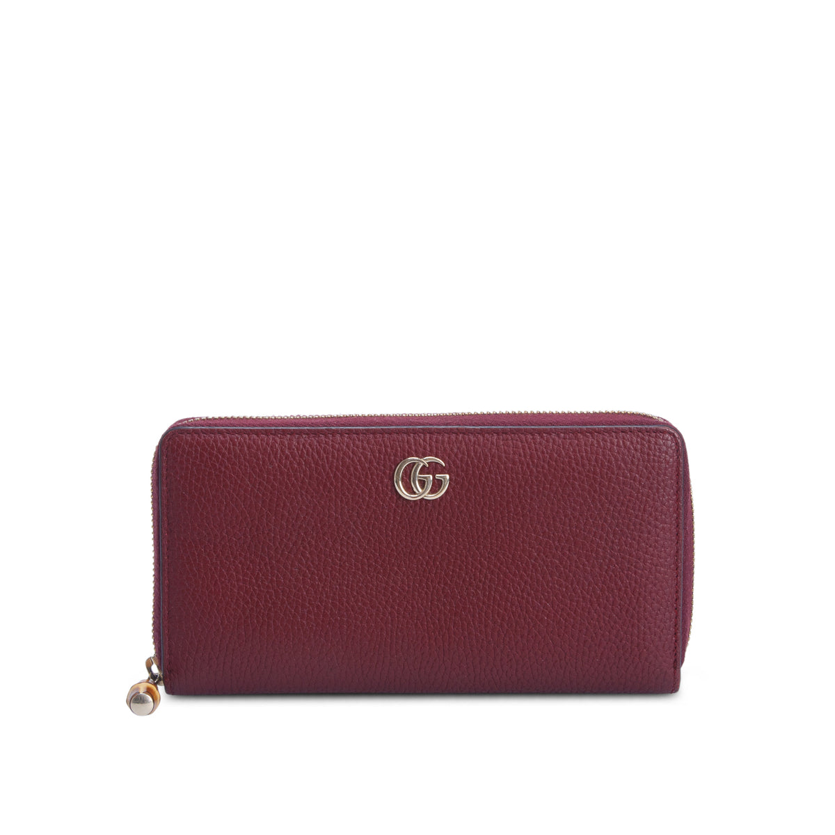 Gucci Red Calfskin Leather GG Marmont Zip Around Wallet