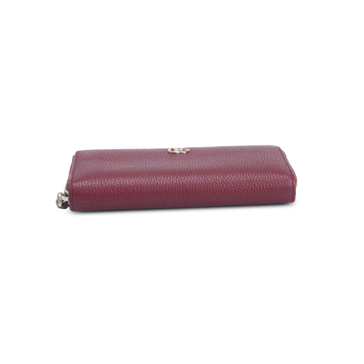 Gucci Red Calfskin Leather GG Marmont Zip Around Wallet