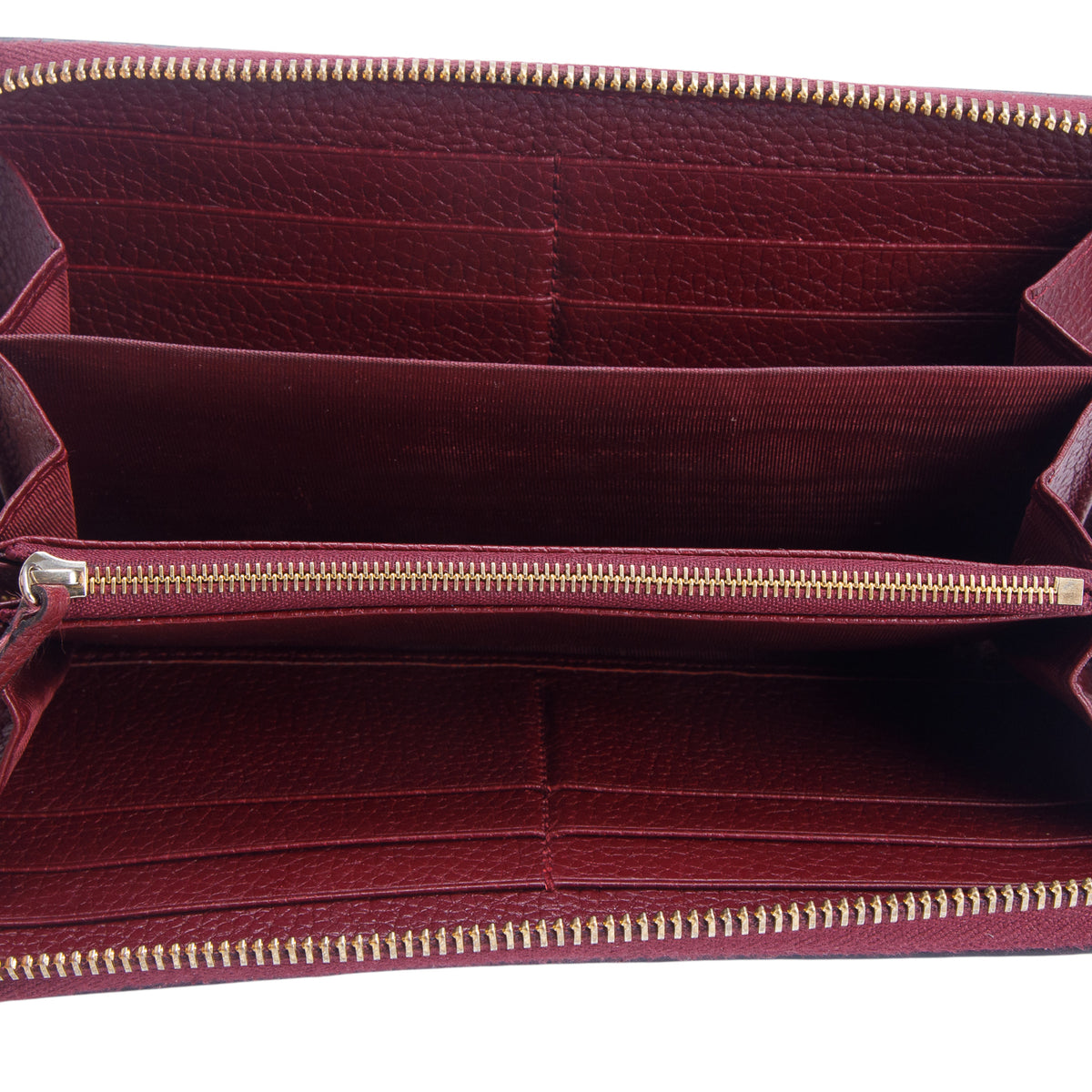 Gucci Red Calfskin Leather GG Marmont Zip Around Wallet