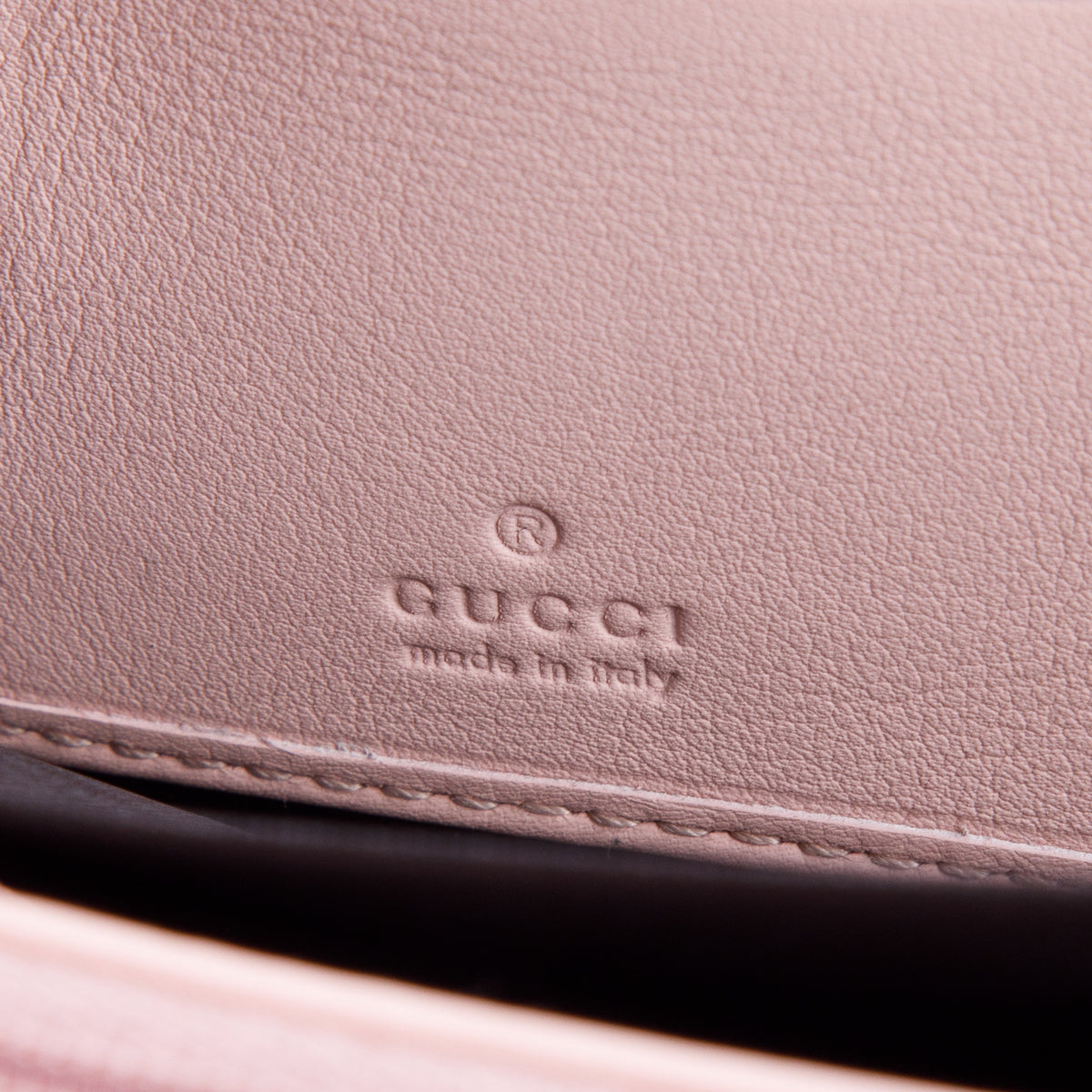 Gucci Pink Calfskin Script Bamboo Zip Around Wallet