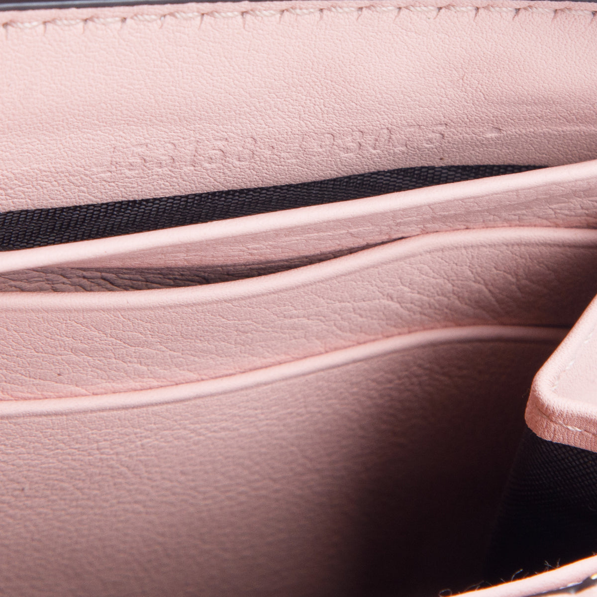 Gucci Pink Calfskin Script Bamboo Zip Around Wallet