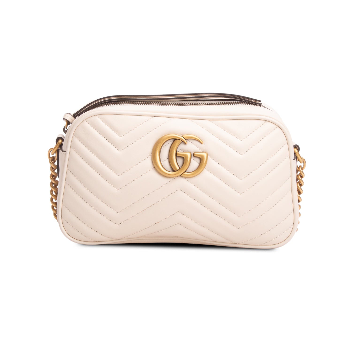 Gucci Cream GG Marmont Matelasse Small Camera Bag w/ Box