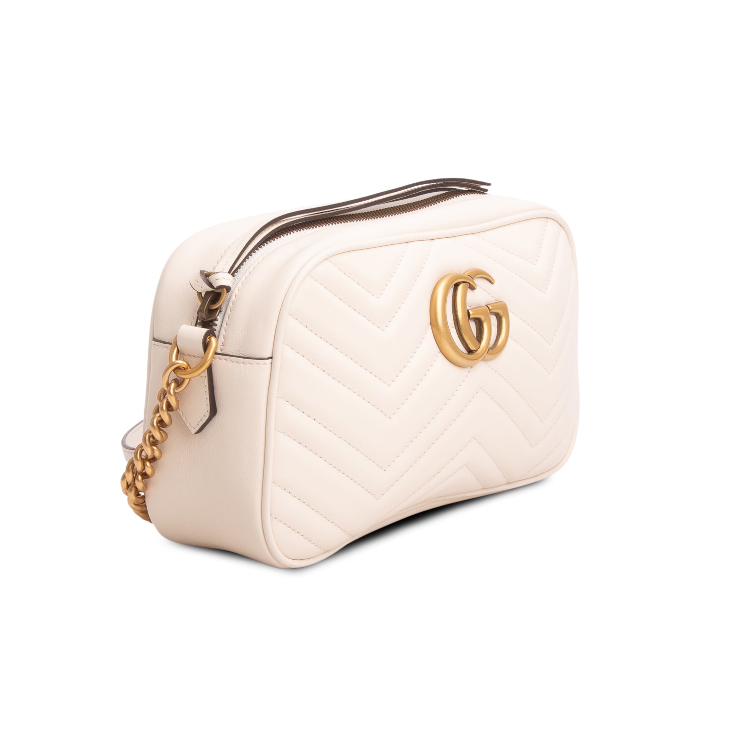 Gucci Cream GG Marmont Matelasse Small Camera Bag w/ Box