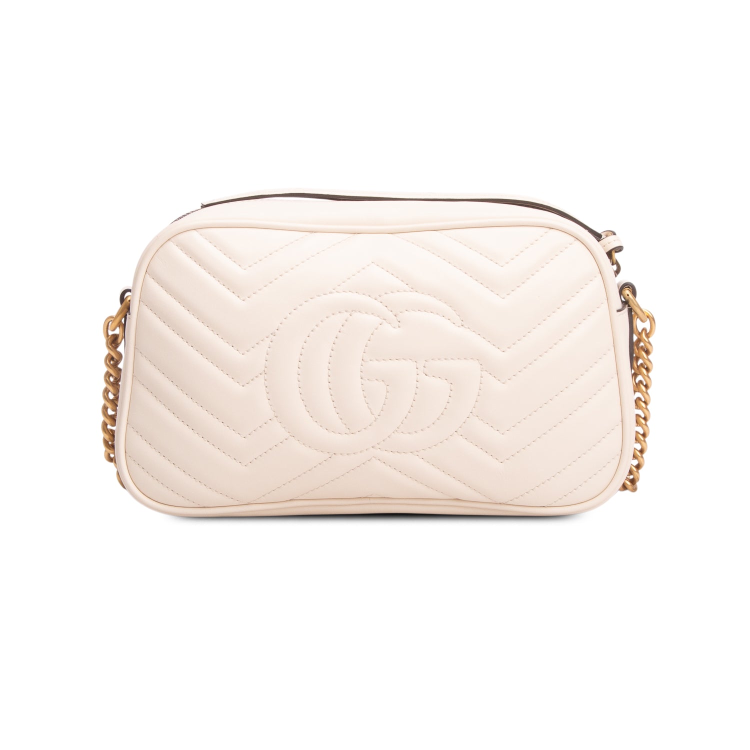 Gucci Cream GG Marmont Matelasse Small Camera Bag w/ Box