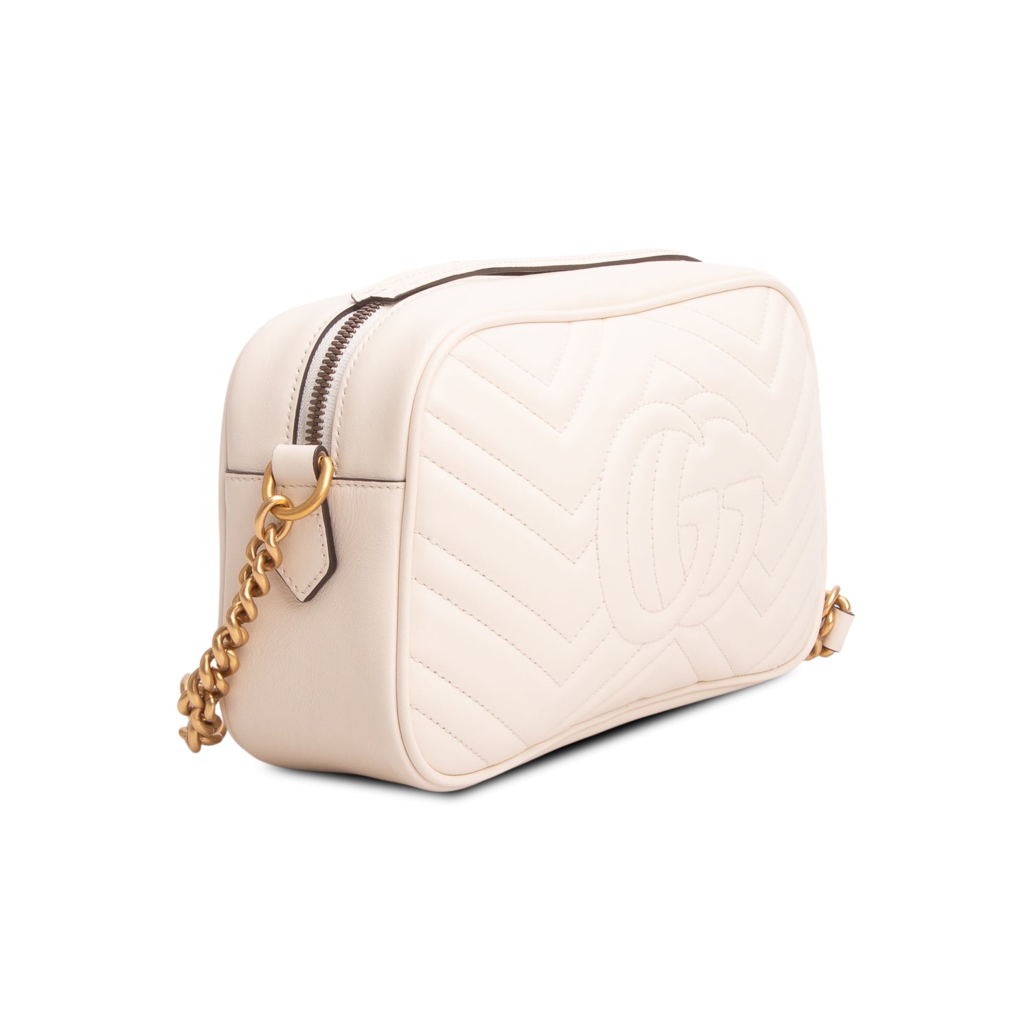 Gucci Cream GG Marmont Matelasse Small Camera Bag w/ Box