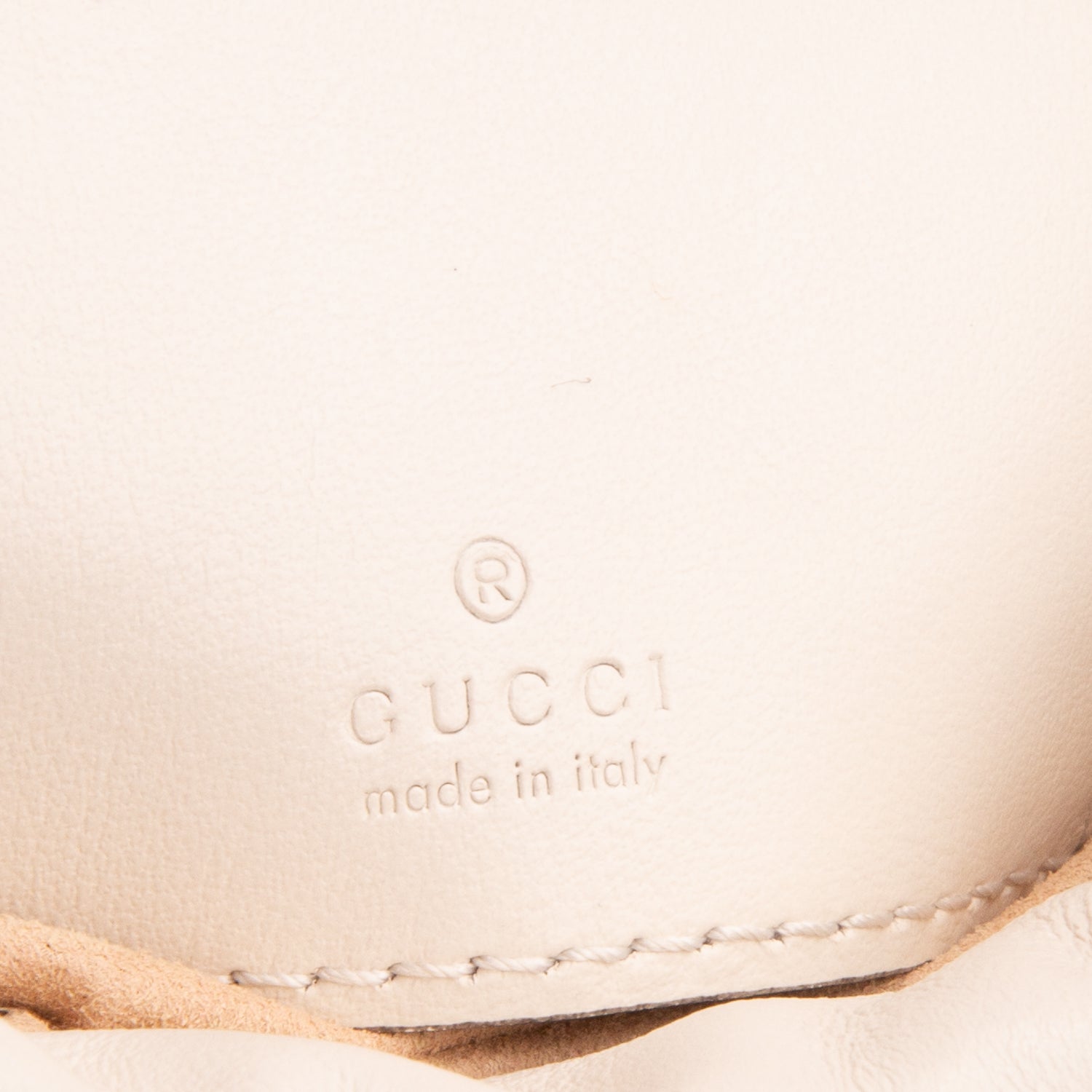 Gucci Cream Calfskin Leather GG Marmont Mini Bucket Bag w/ Box
