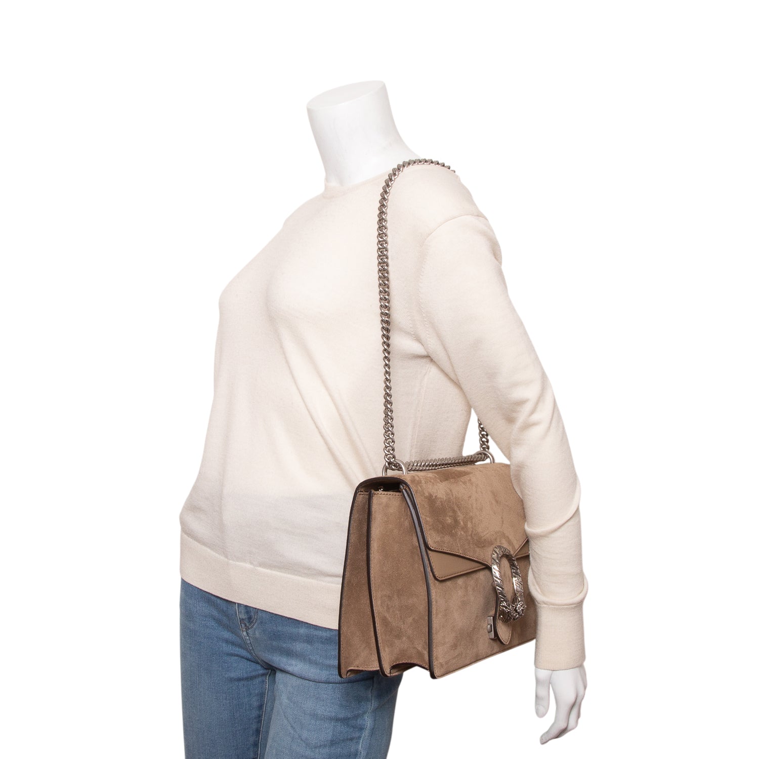 Gucci Brown Suede Medium Dionysus Shoulder Bag w/ Box