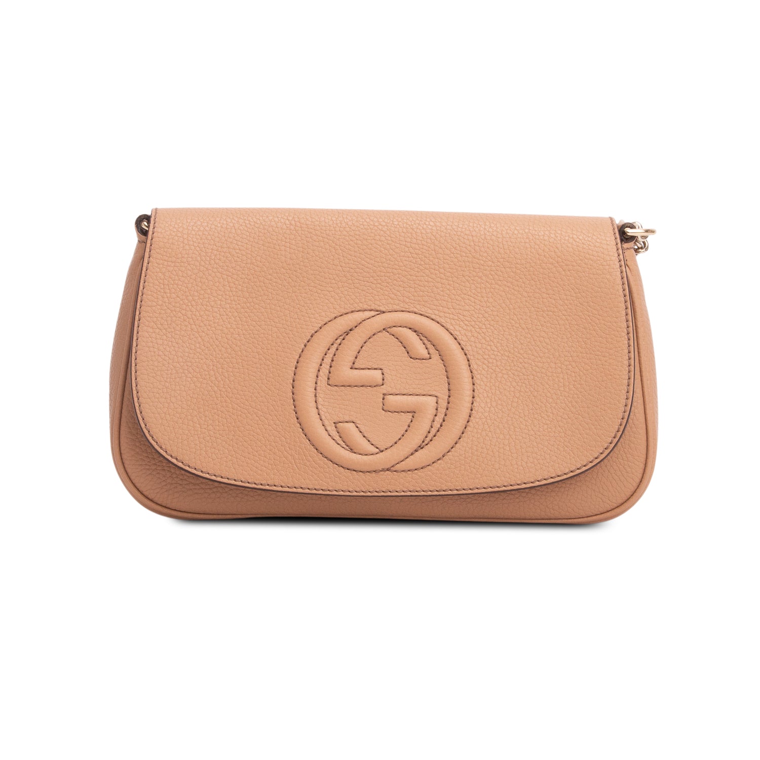 Gucci Brown Leather Medium Soho Flap Crossbody Bag w/ Box