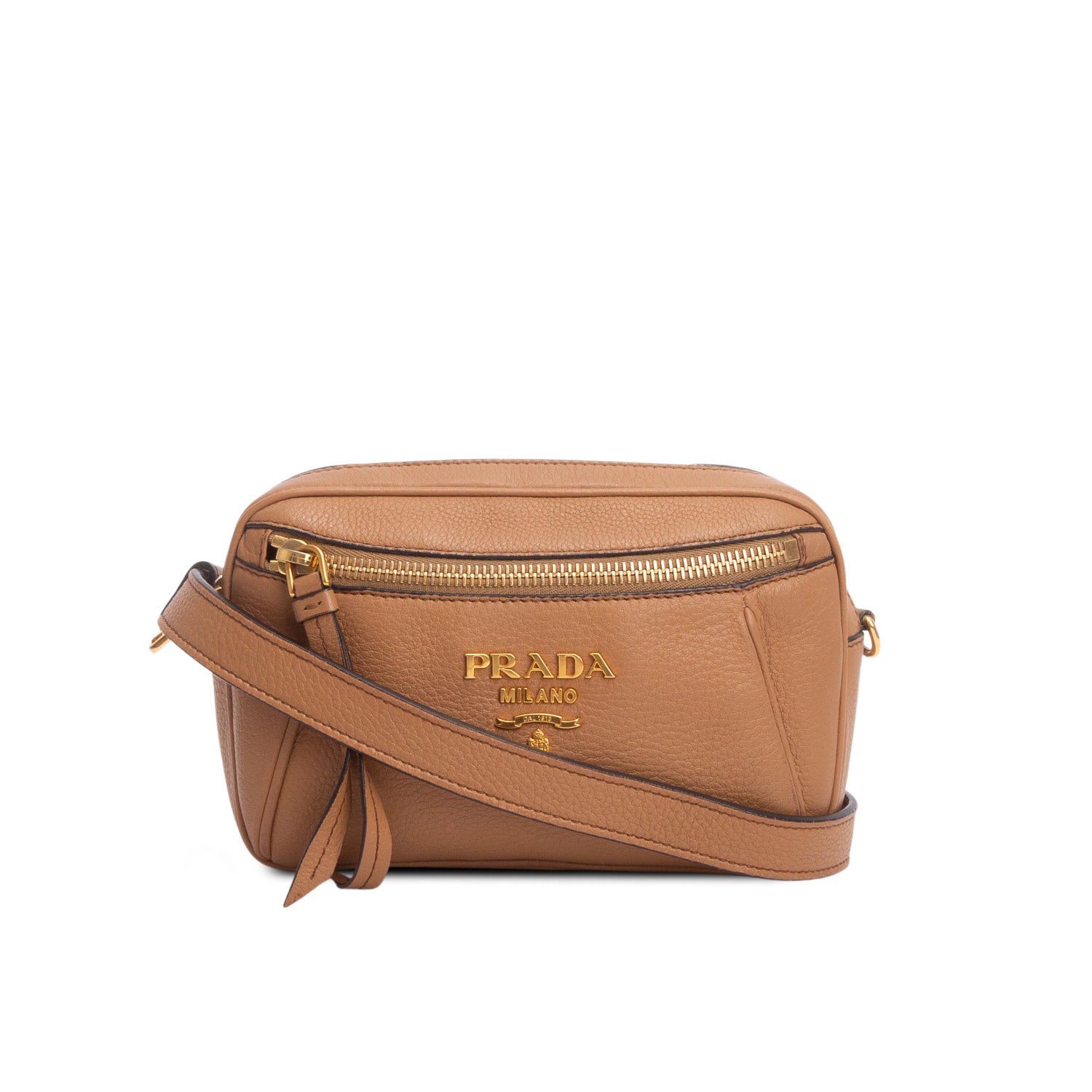 Prada Brown Vitello Daino Convertible Belt Bag w/ Straps