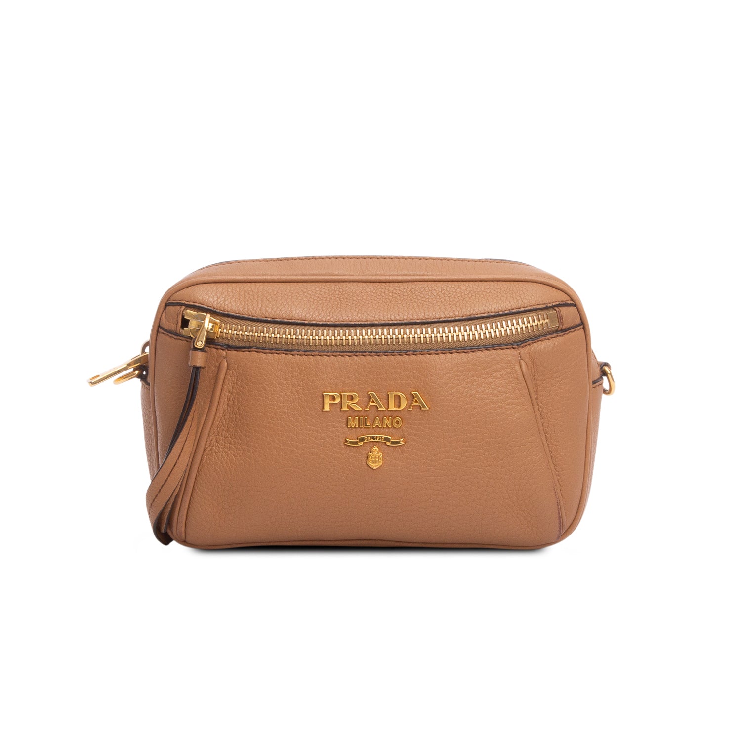 Prada Brown Vitello Daino Convertible Belt Bag w/ Straps
