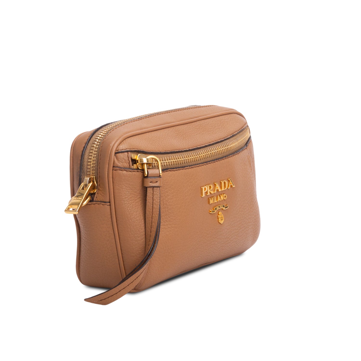 Prada Brown Vitello Daino Convertible Belt Bag w/ Straps