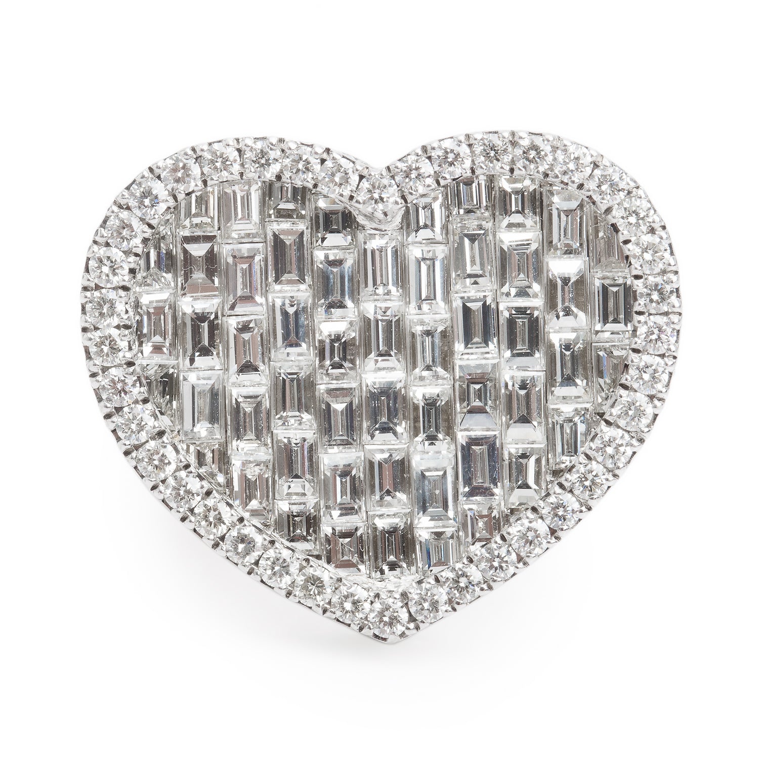 White Carat 14k White Gold 9.58 tcw. Diamond Cluster Heart Ring, Size 6