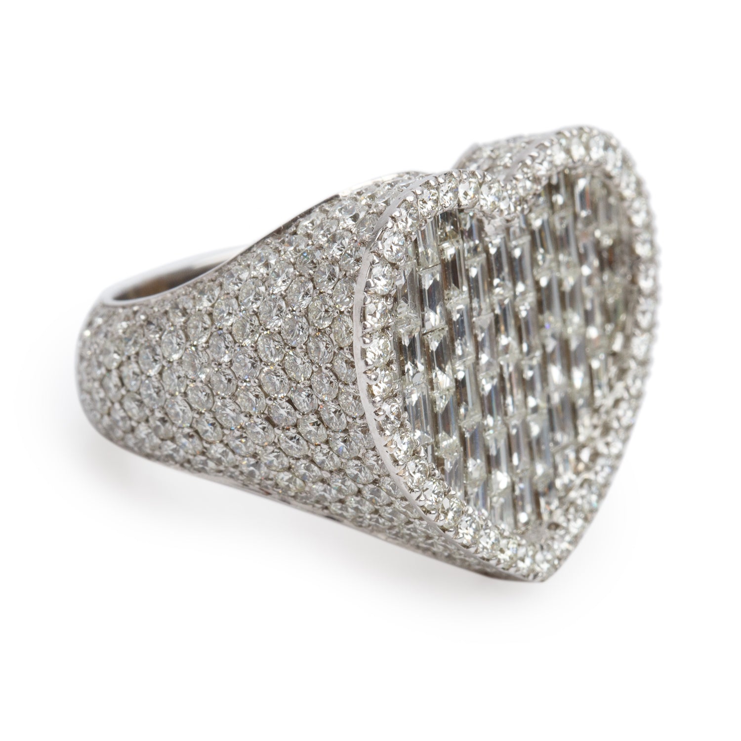 White Carat 14k White Gold 9.58 tcw. Diamond Cluster Heart Ring, Size 6