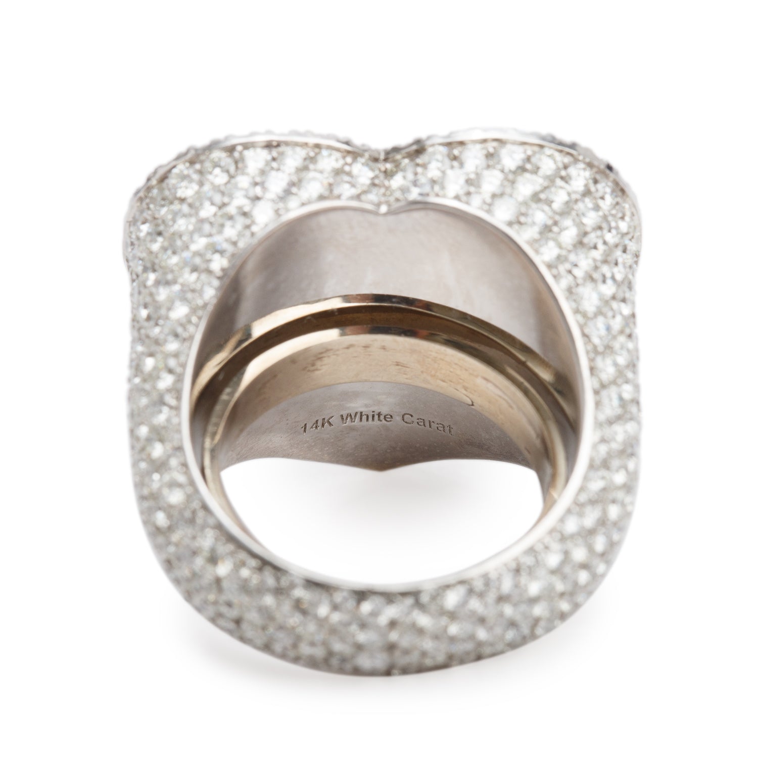 White Carat 14k White Gold 9.58 tcw. Diamond Cluster Heart Ring, Size 6