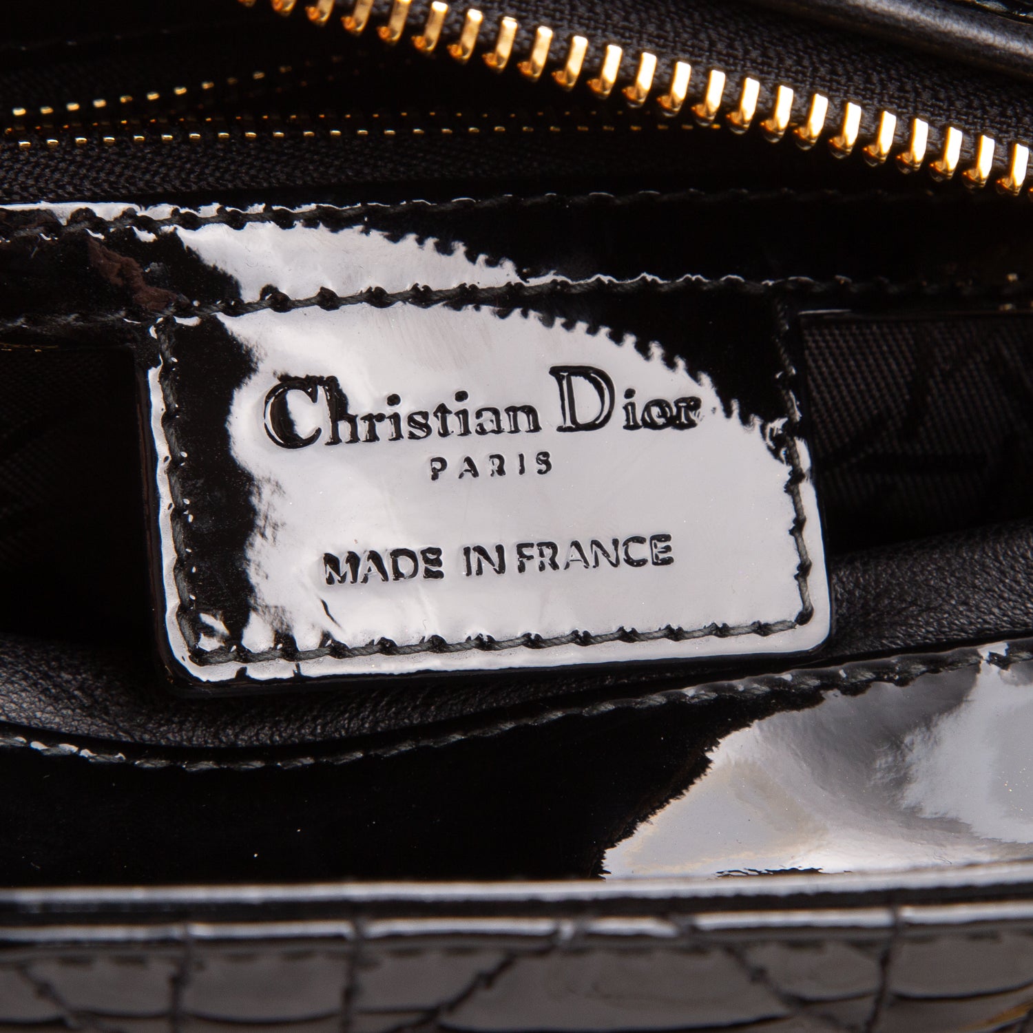 Christian Dior Black Cannage Patent Leather Medium Lady Dior Bag w/ Authenticity Card
