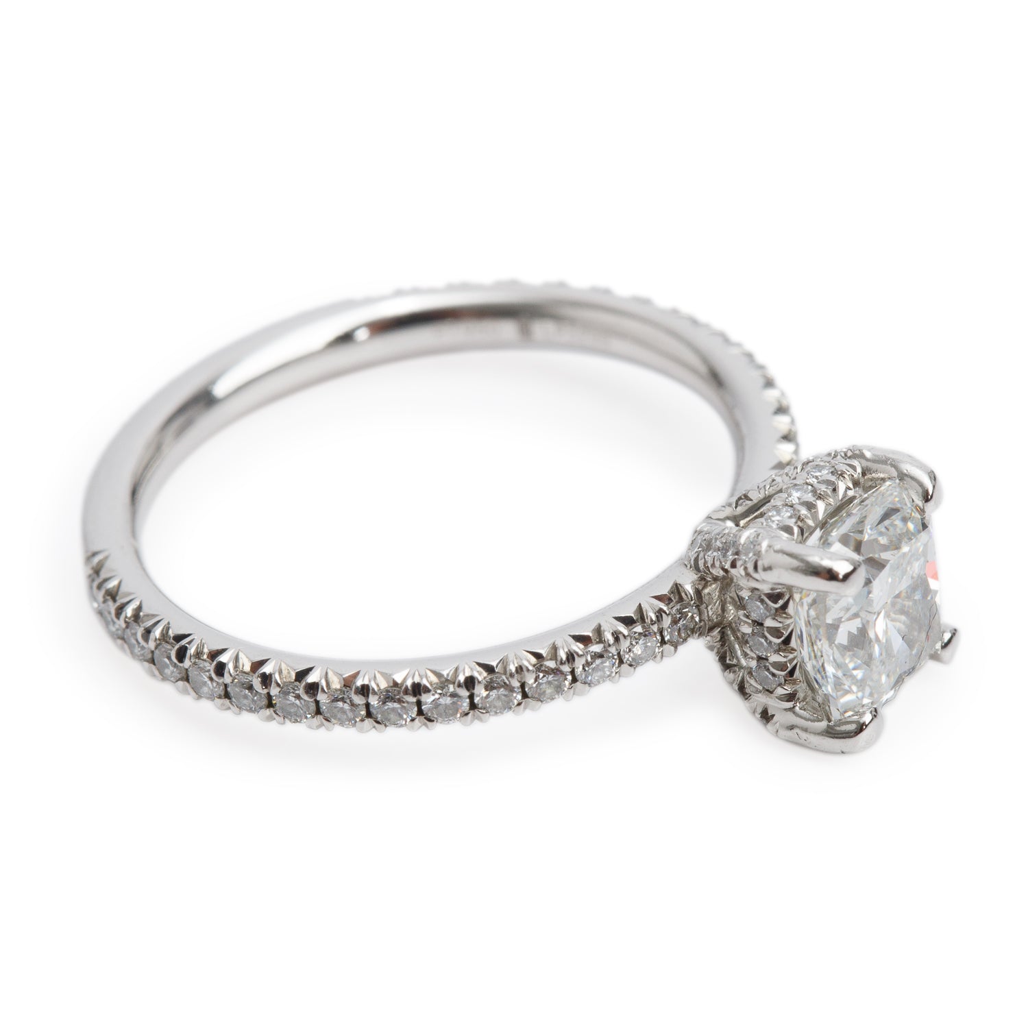 Platinum 1.01 ct. Cushion Cut Diamond Engagement Ring, Size 5.5 w/ GIA Certificate