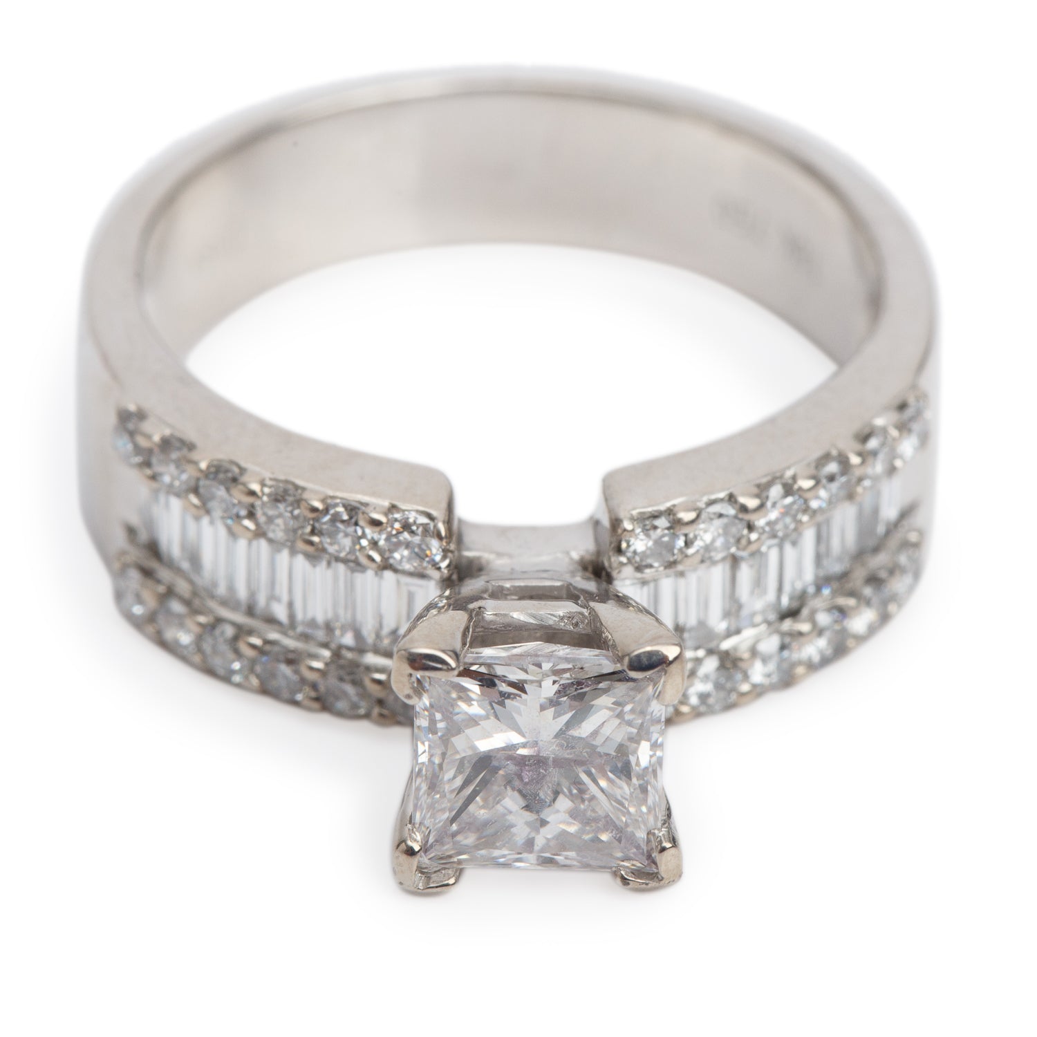 18k White Gold 1.25 ct. Princess Cut Diamond Engagement Ring, Size 8.75