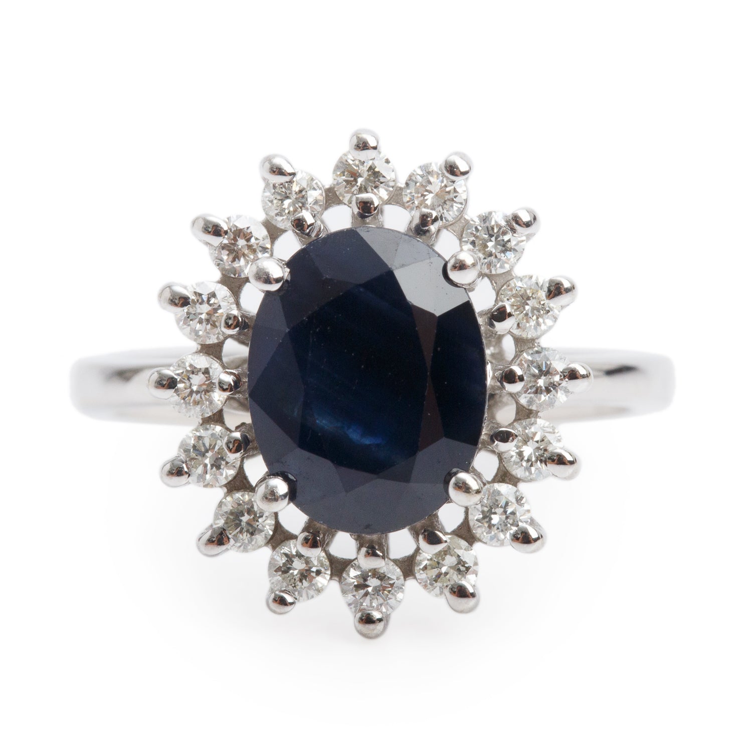 Effy 14k White Gold  Blue Sapphire & Diamond Ring, Size 4.75 w/ Box