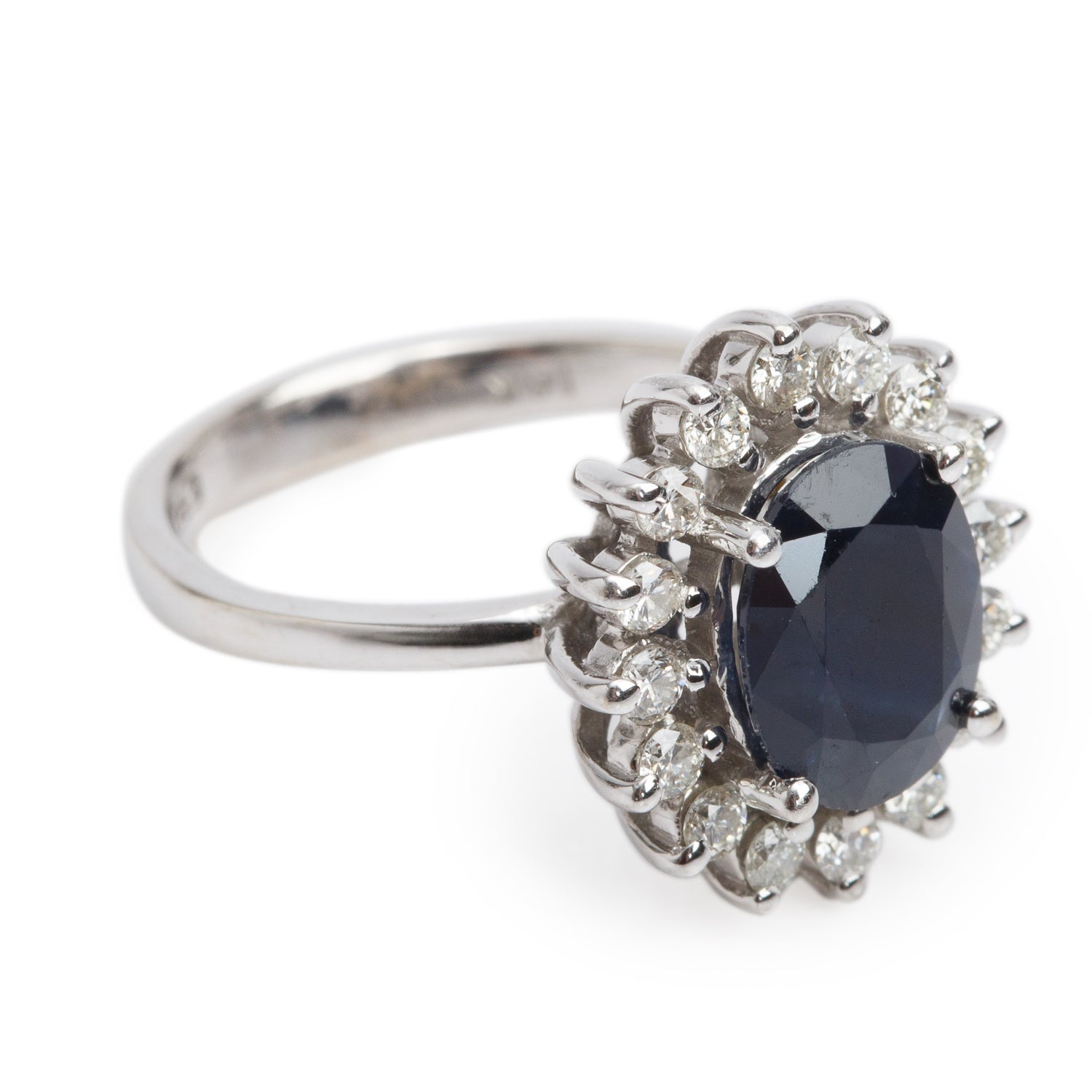 Effy 14k White Gold  Blue Sapphire & Diamond Ring, Size 4.75 w/ Box