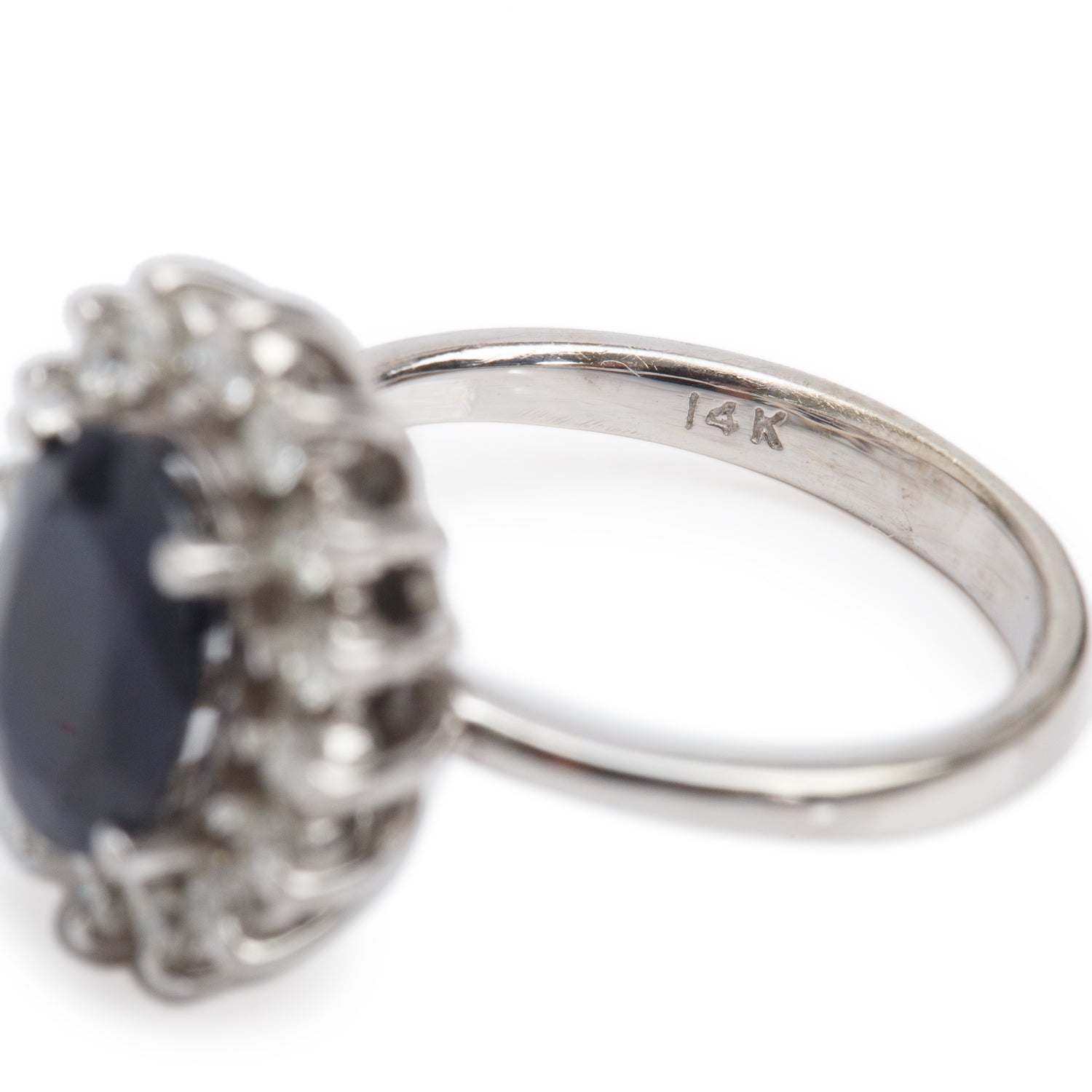Effy 14k White Gold  Blue Sapphire & Diamond Ring, Size 4.75 w/ Box