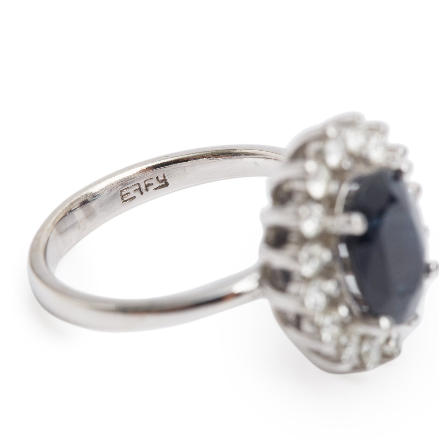Effy 14k White Gold  Blue Sapphire & Diamond Ring, Size 4.75 w/ Box